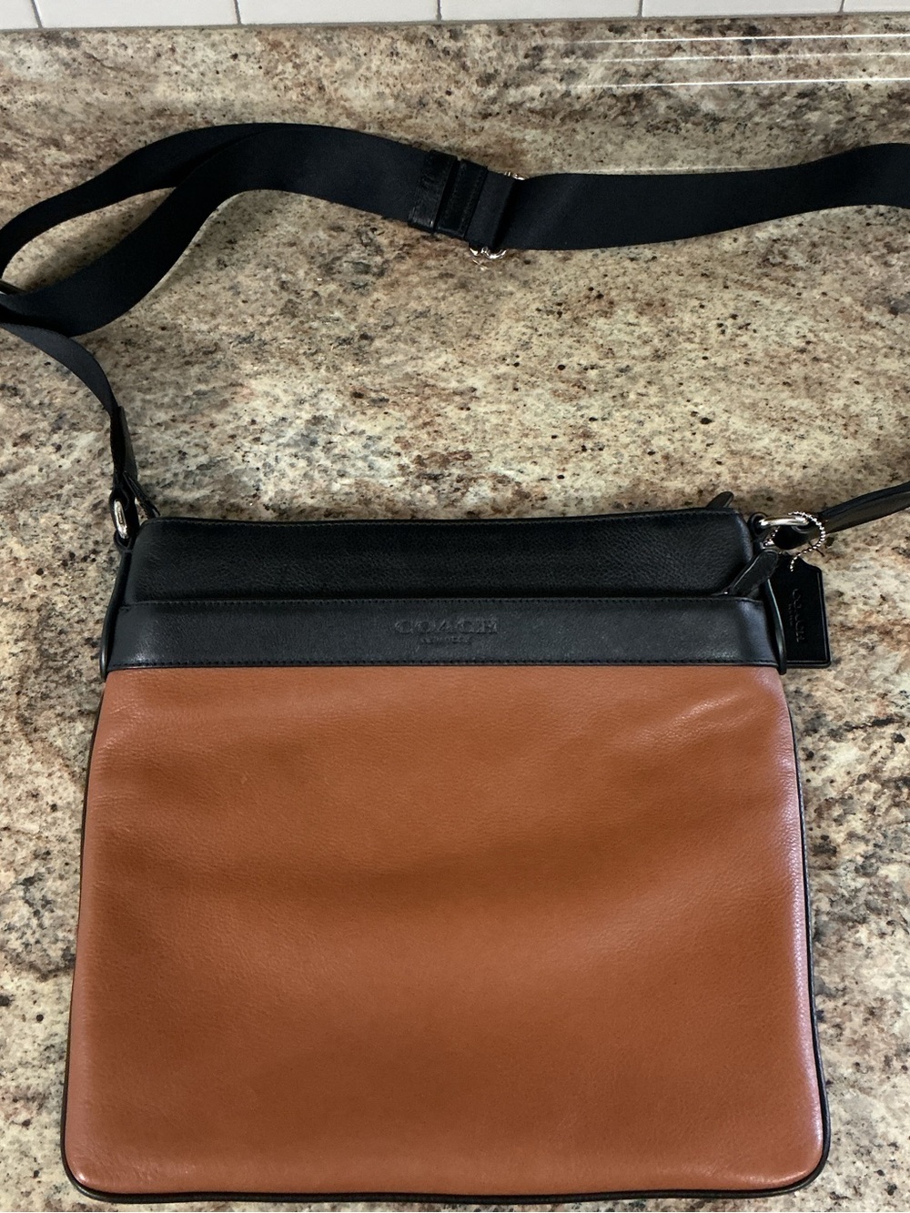Coach Black and Brown Leather Bowery Messenger Crossbody